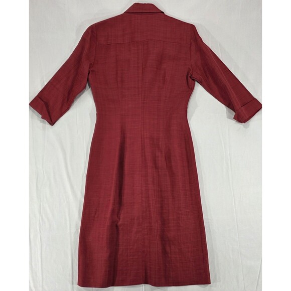 CAROLL Womens Shirt Dress Viscose/Linen Minimalist Modest Red France T38 | US 8 - Picture 3 of 15